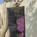 Black hand-painted dupatta