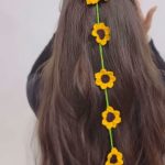 Sunflower crochet hair accessory