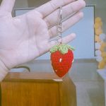 Strawberry crochet keychain