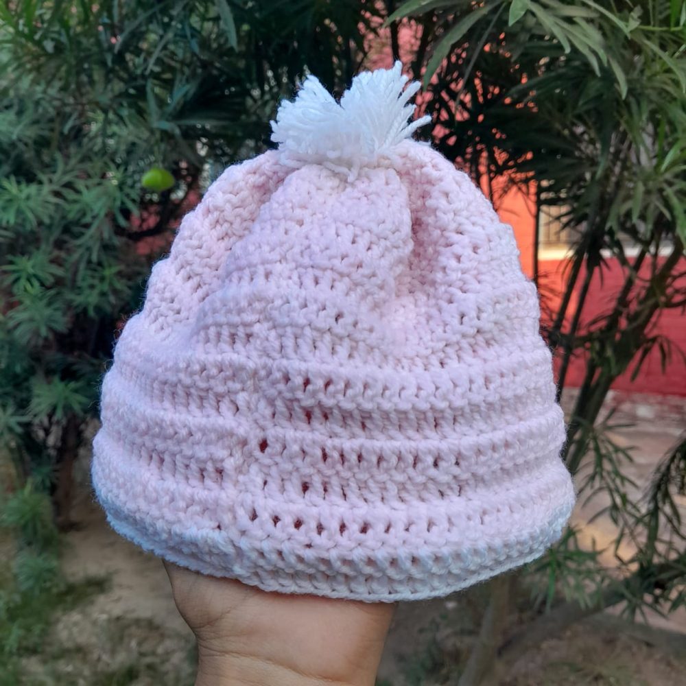 Pink crochet cap