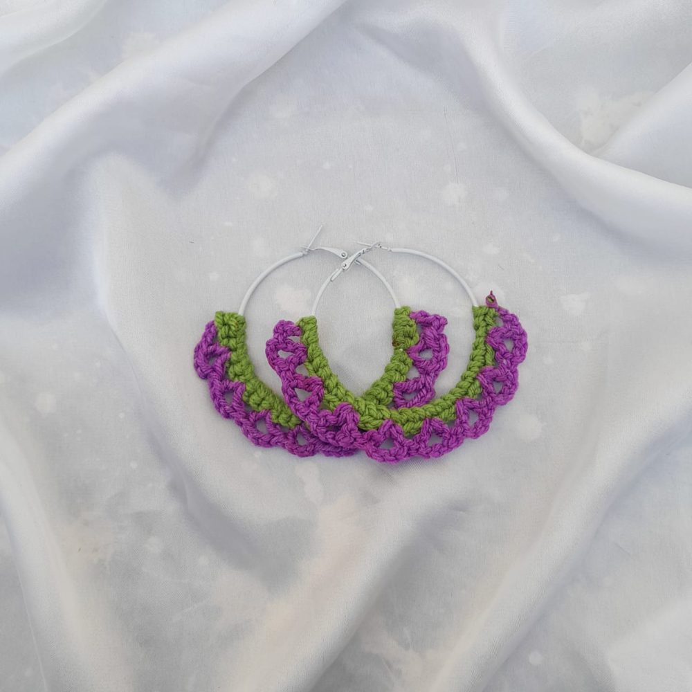 Purple crochet earrings