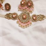 Pink necklace with matching earrings