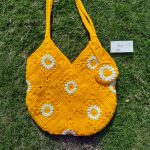 Crochet sunflower tote bag